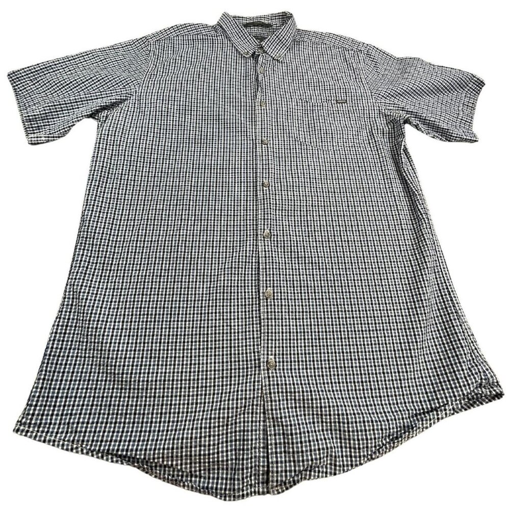 Eddie Bauer Button-Down Shirt Men Tall Large Blue Gingham Classic Fit Casual Y2K